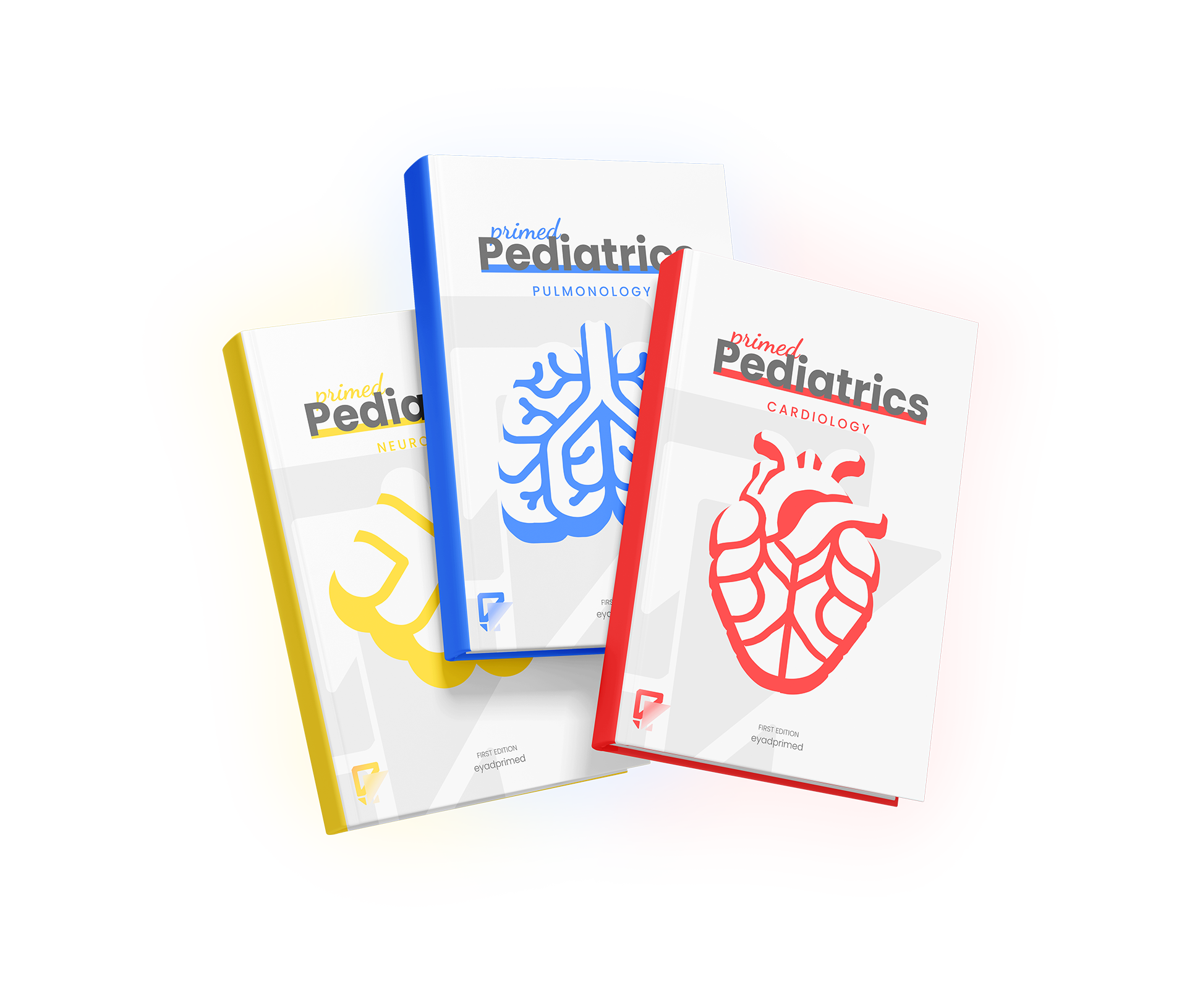 Three colorful floating books